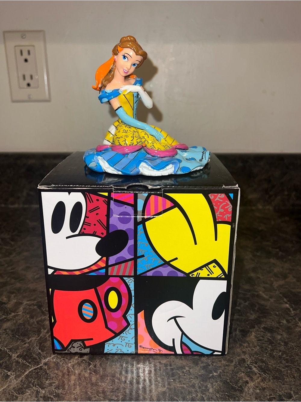 Disney Romero Britto Belle Beauty & the Beast Seated Figurine NEW IN BOX